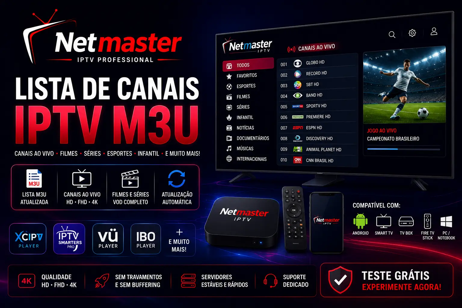 Lista de Canais IPTV M3U
